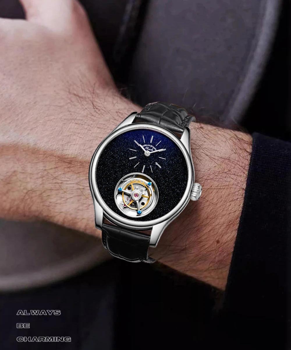 ARI ORBIS tourbillon movement watch mechanical business watches starry sky sapphire mirror skeleton - ARI