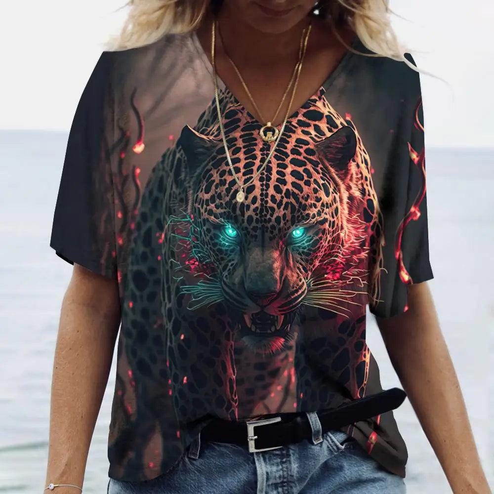 Women t-shirt with animal print streetwear - ARI