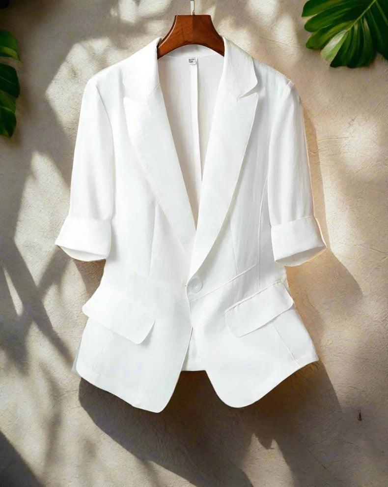collar single button short sleeve women's jacket new fashion suit blazer short jackets coat - ARI