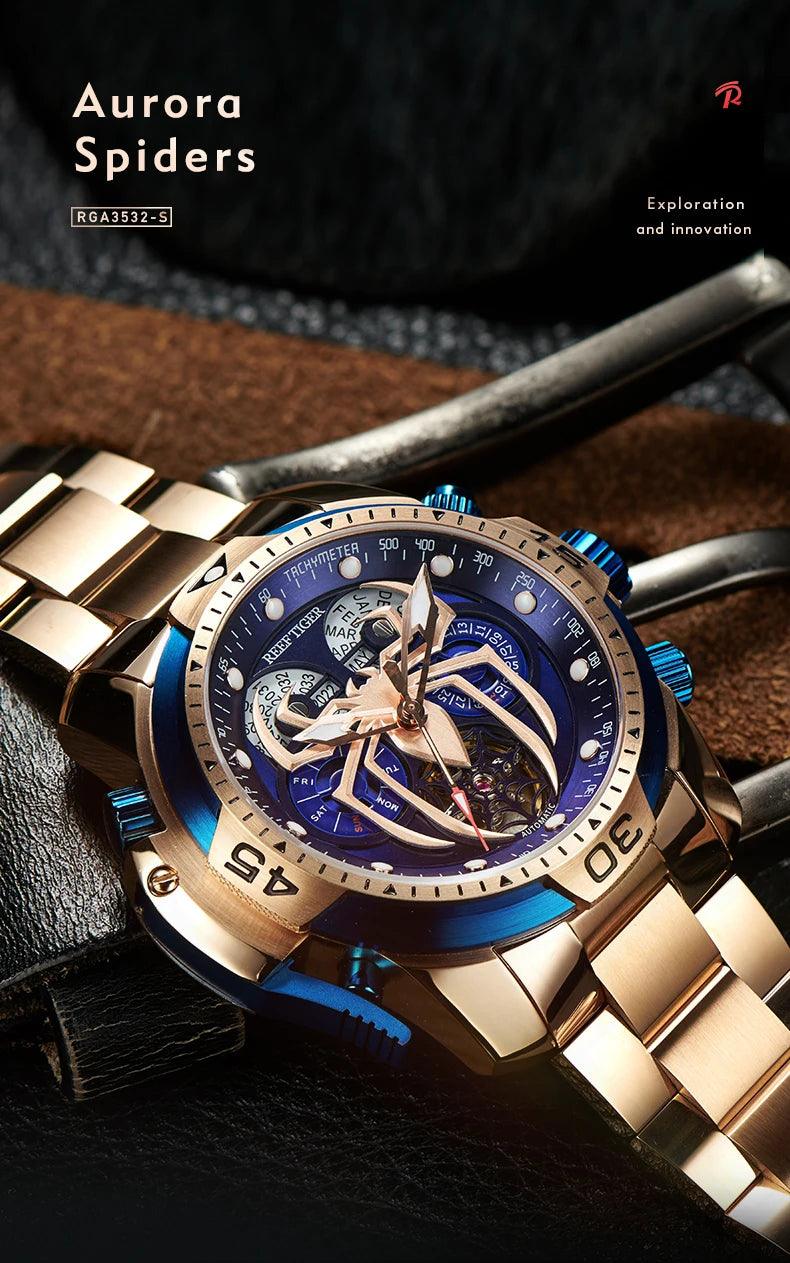 REEF TIGER design sport automatic watch spider dial - ARI