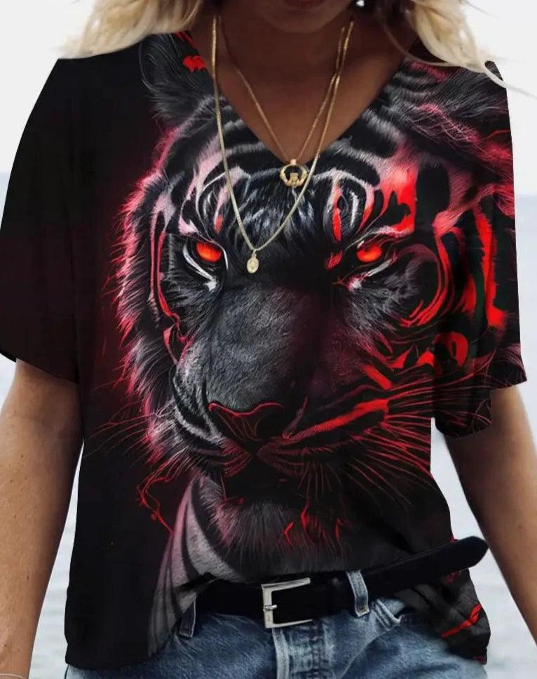 Women t-shirt with animal print streetwear - ARI
