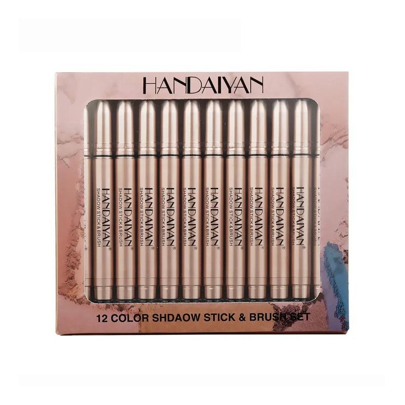 12pcs eyeshadow stick shimmer matte eyeliner highlighter - ARI