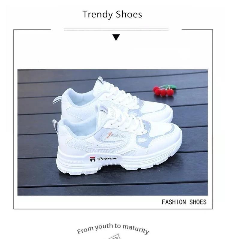 Women Running Shoes Fashion Breathable Walking Mesh Lace Up Platform Shoes Sneakers Women Tenis Feminino White Vulcanized Shoes - ARI