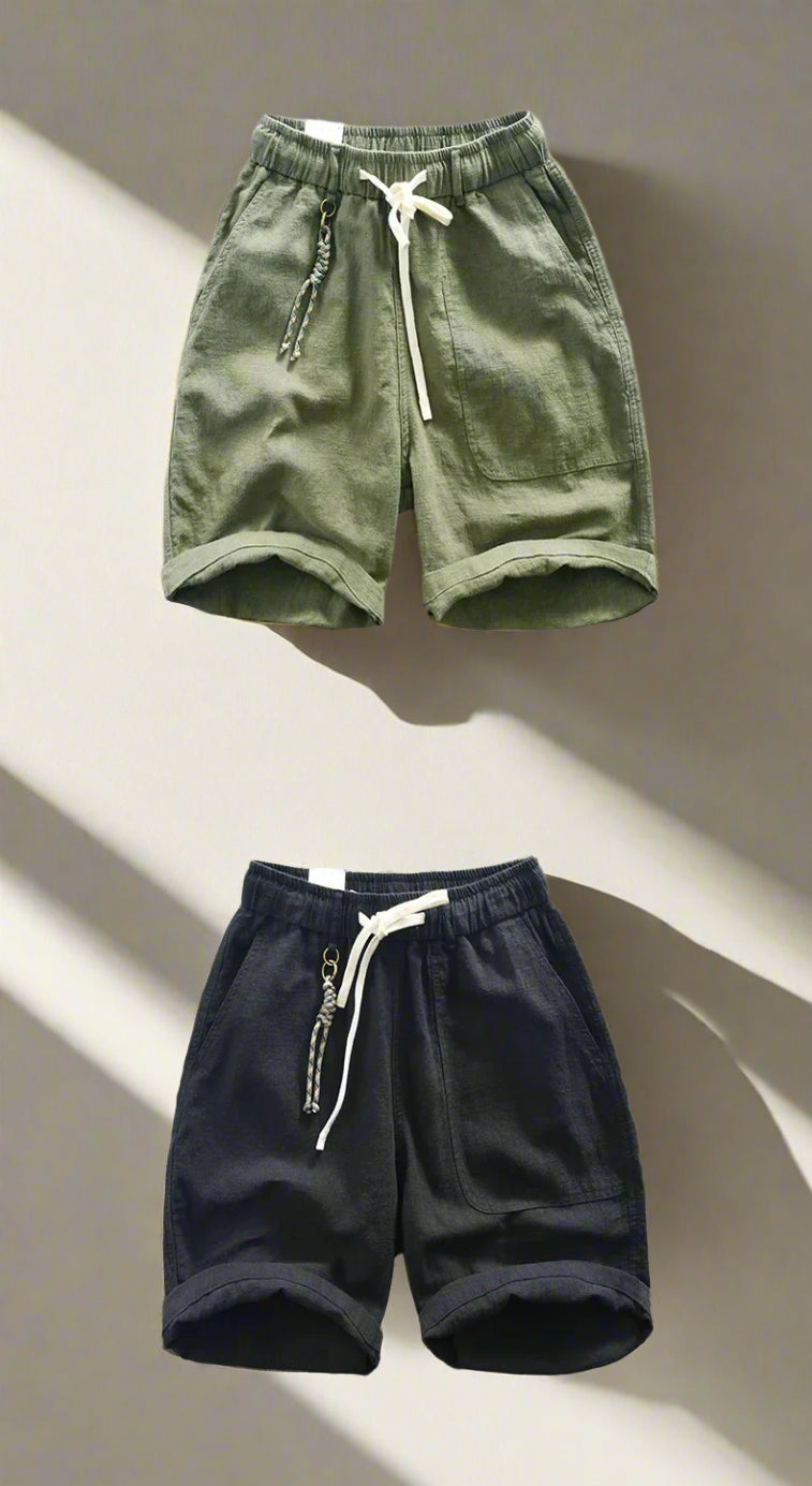 Italian luxury style Cotton linen shorts  streetwear beach wearing