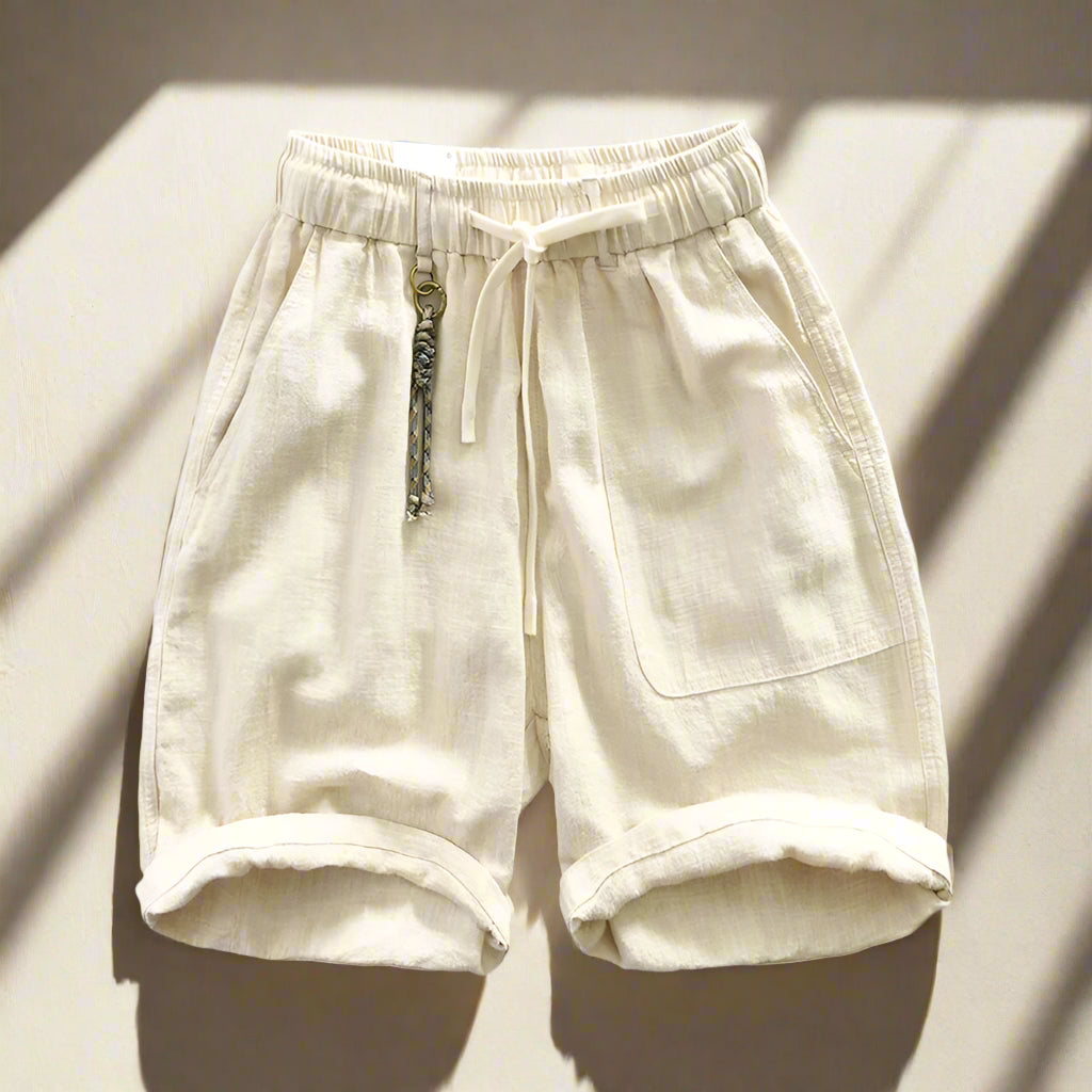 Italian luxury style Cotton linen shorts  streetwear beach wearing