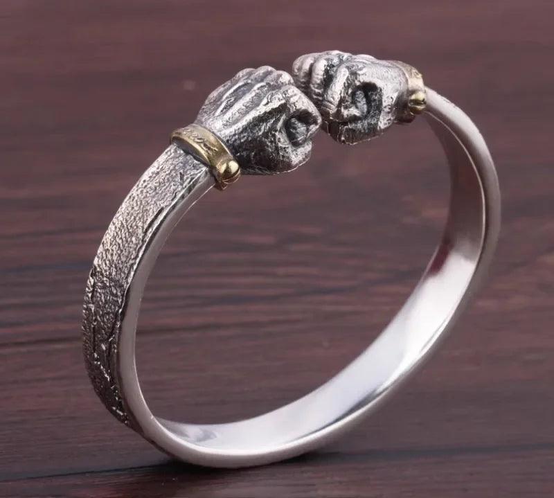 Masculine Fist Shaped Bracelet for Mens Vintage Solid 925 Silver Bangles Classic Jewelry - ARI