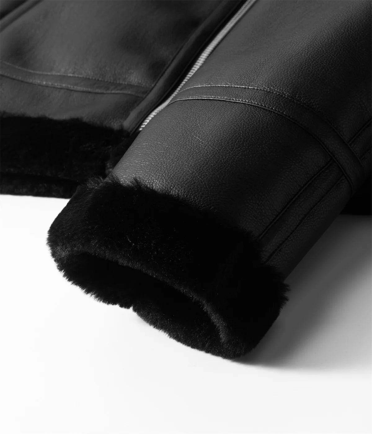 Thick warm coat luxury fur lamb wool leather cashmere leather