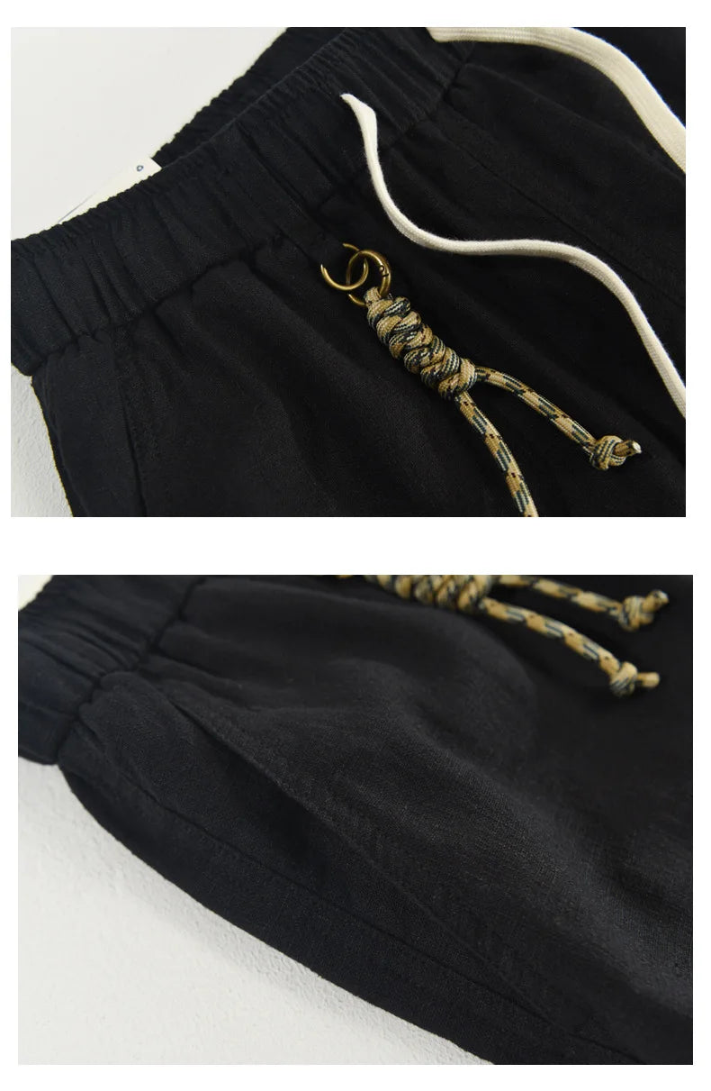 Italian luxury style Cotton linen shorts  streetwear beach wearing