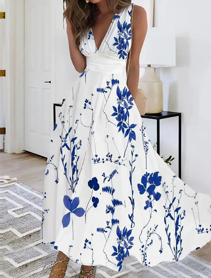 New latest Fashion v neck sleeveless  beach party office holiday dress