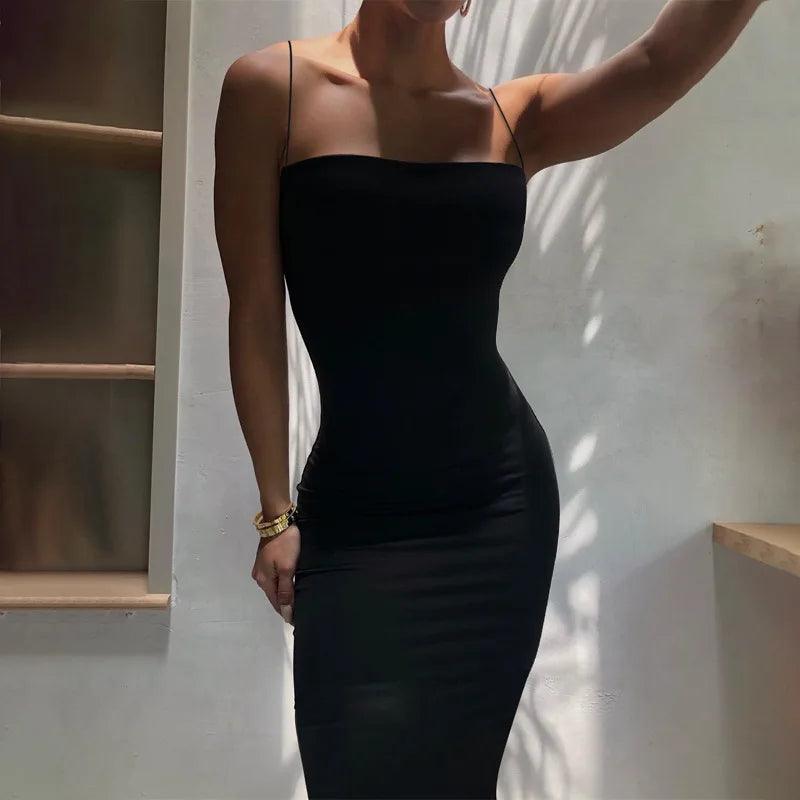 Flirty sleeveless backless spaghetti strap bodycon party dress - ARI