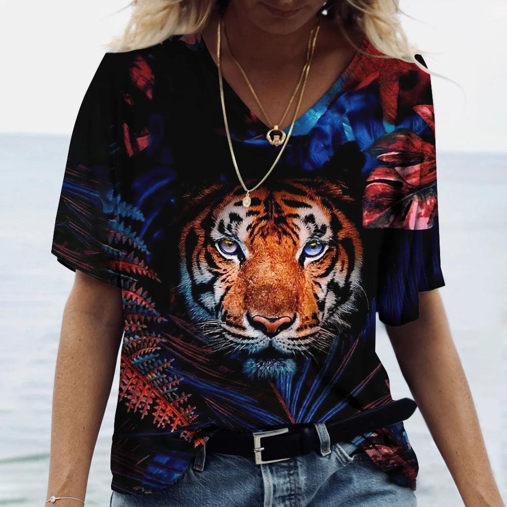 Women t-shirt with animal print streetwear - ARI