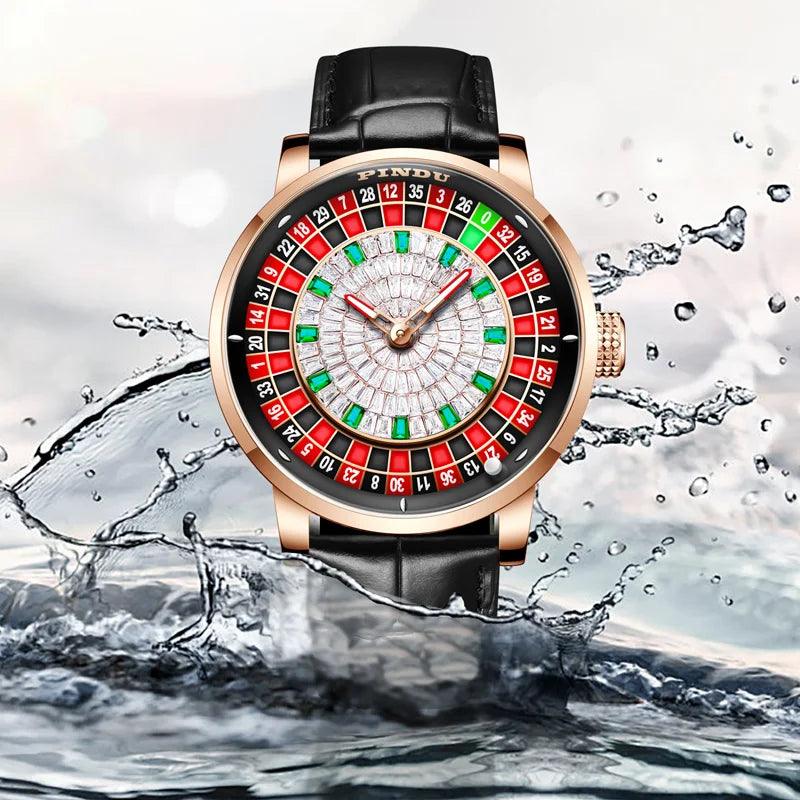 PINDU Design NH35A Movement Watch Rotating Dial Las Vegas Automatic Watch Men Diamond - ARI