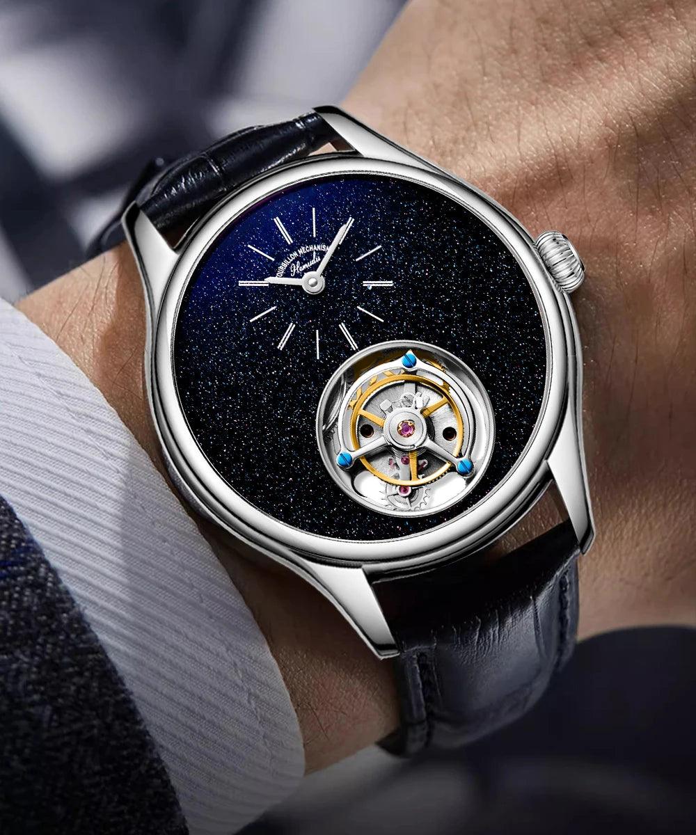 ARI ORBIS tourbillon movement watch mechanical business watches starry sky sapphire mirror skeleton - ARI