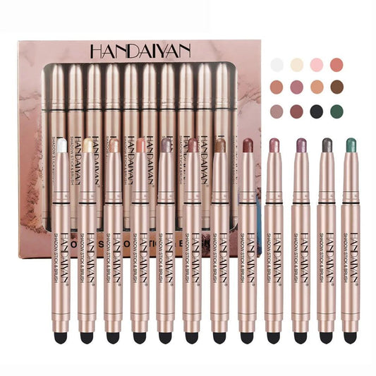 12pcs eyeshadow stick shimmer matte eyeliner highlighter - ARI