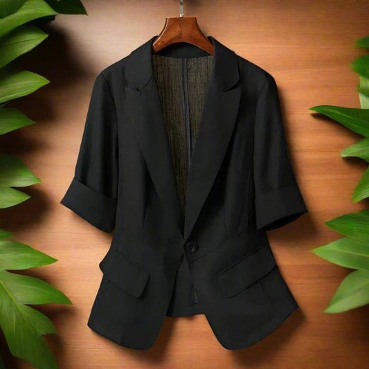 collar single button short sleeve women's jacket new fashion suit blazer short jackets coat - ARI