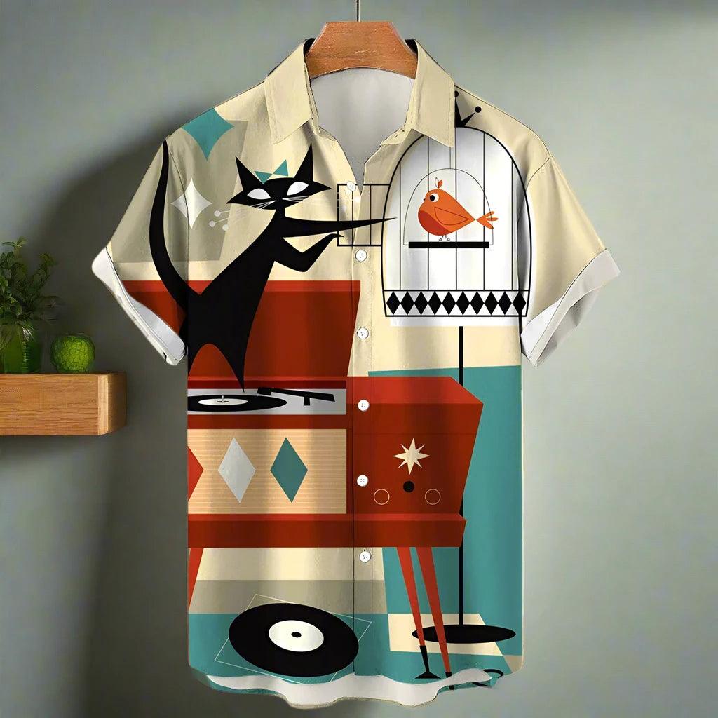shirt designs of Cartoon animal cat print anime vintage clothing - ARI