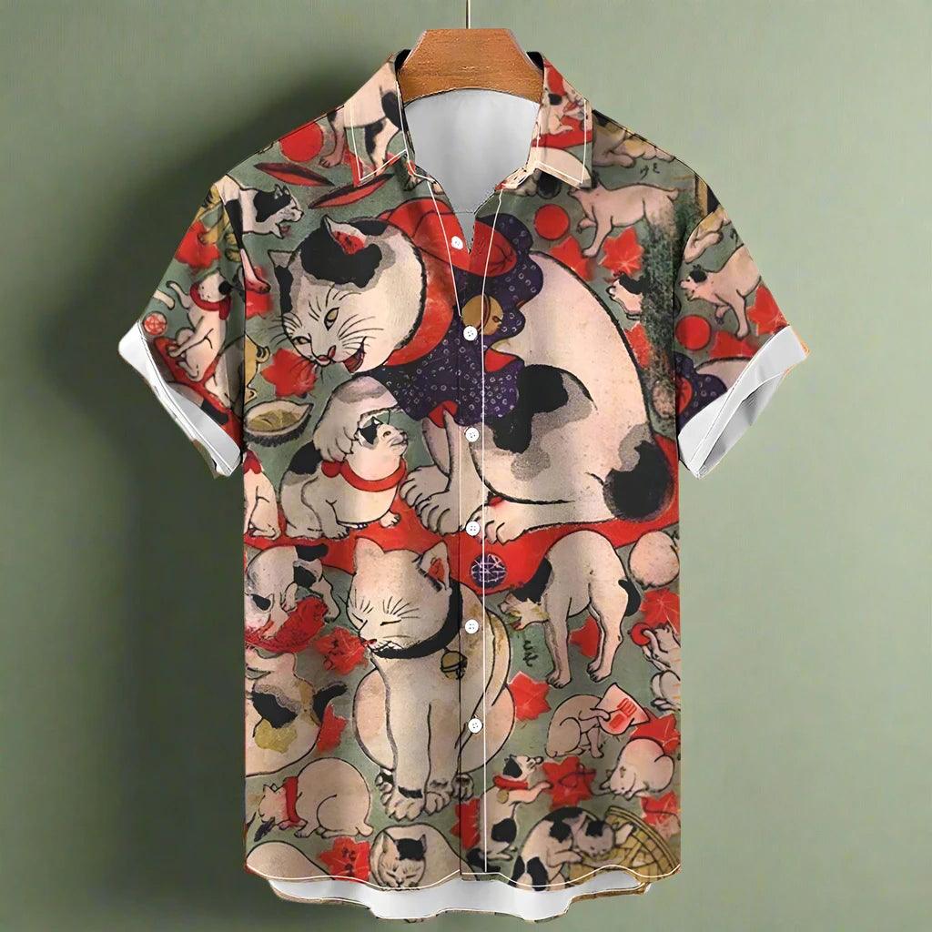 shirt designs of Cartoon animal cat print anime vintage clothing - ARI