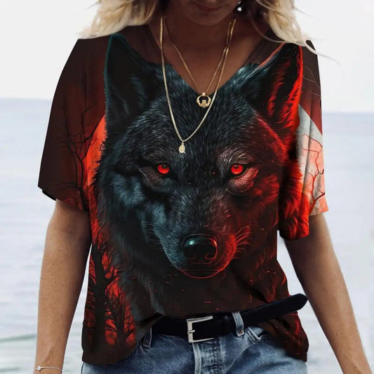 Women t-shirt with animal print streetwear - ARI