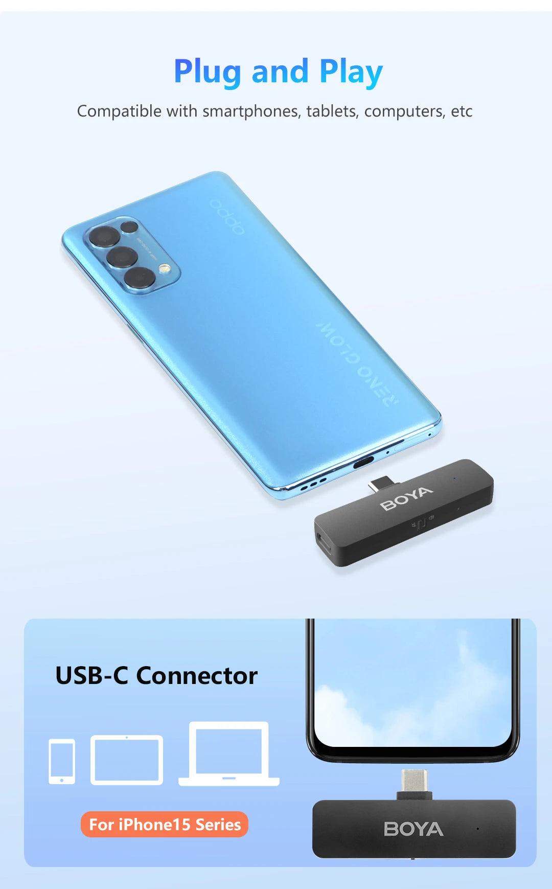 BOYA-V4U wireless microphone for phone & pc video recording live streaming - ARI