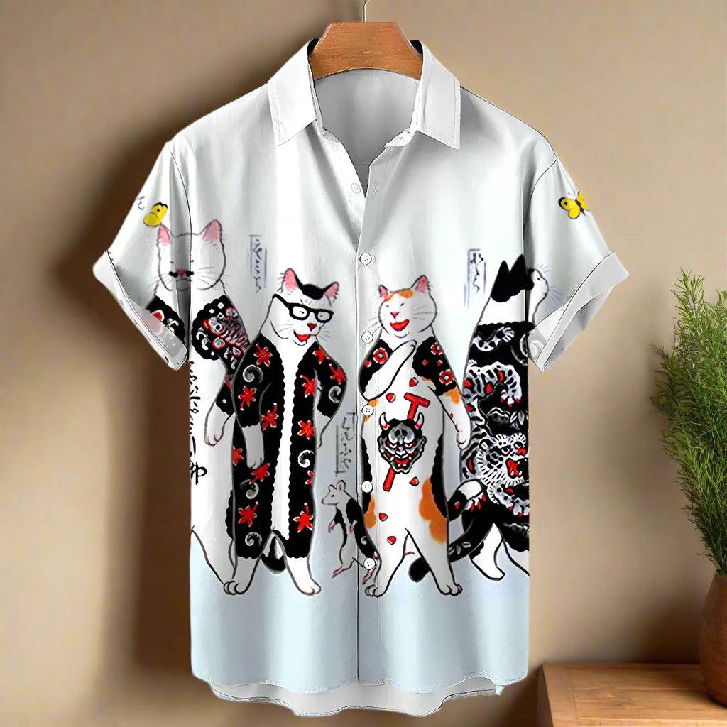 shirt designs of Cartoon animal cat print anime vintage clothing - ARI