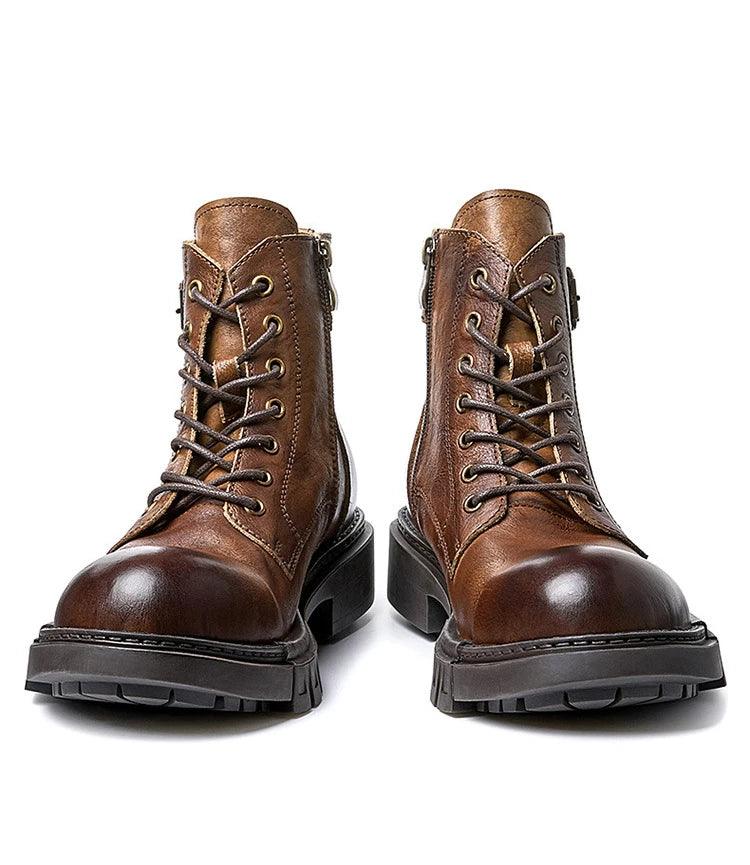 classic handmade vintage leather ankle boots genuine leather - ARI