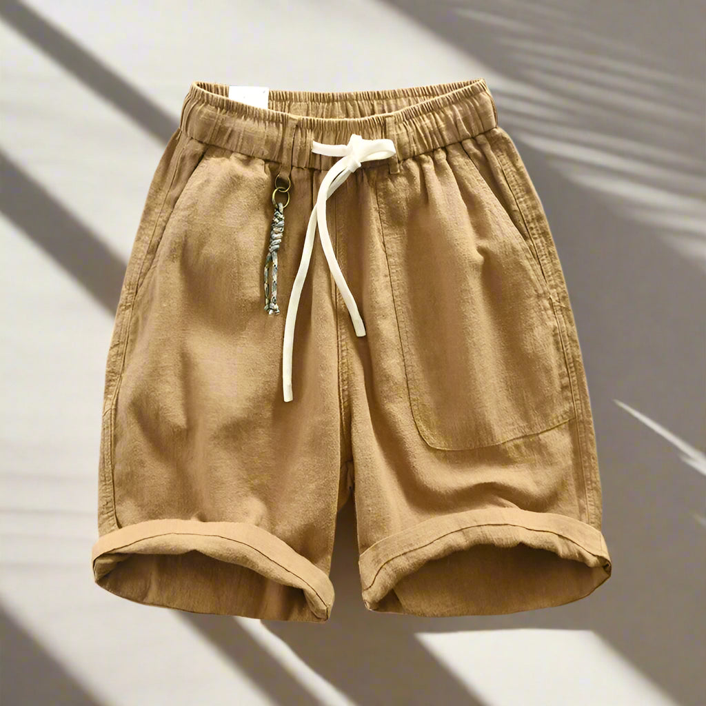Italian luxury style Cotton linen shorts  streetwear beach wearing