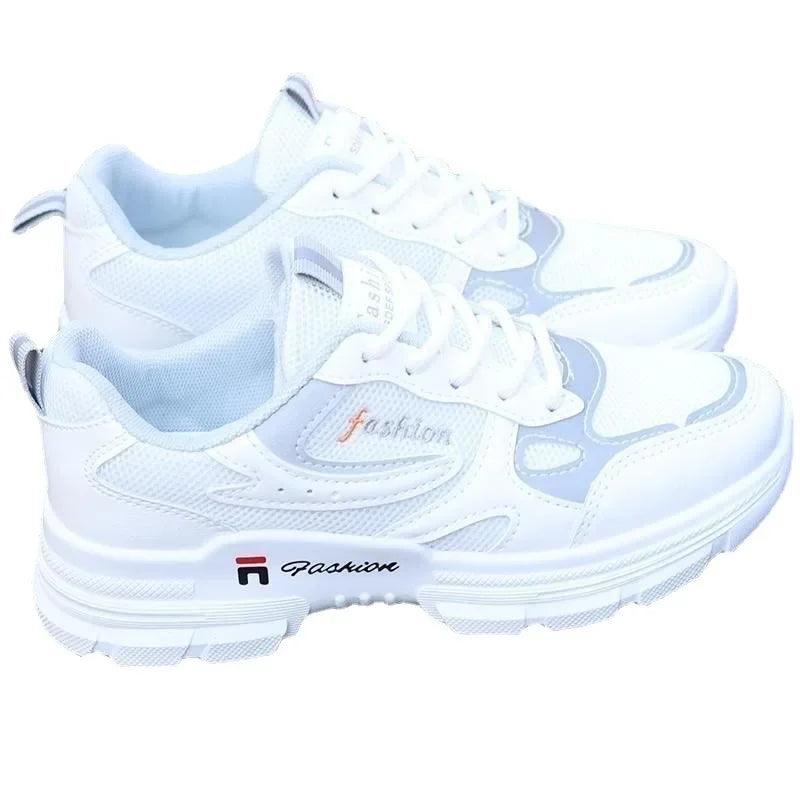 Women Running Shoes Fashion Breathable Walking Mesh Lace Up Platform Shoes Sneakers Women Tenis Feminino White Vulcanized Shoes - ARI