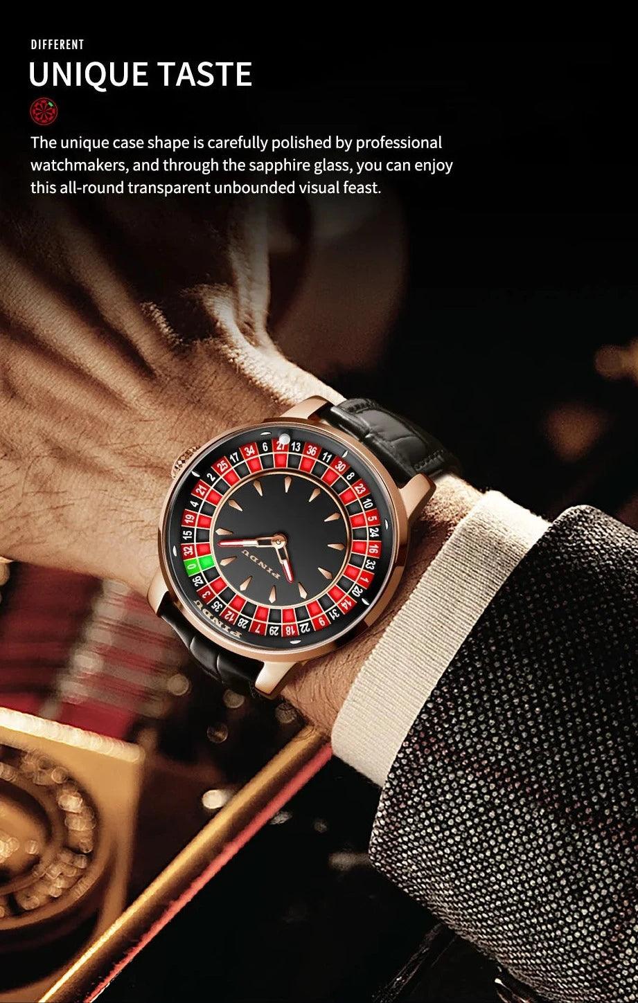 PINDU Design NH35A Movement Watch Rotating Dial Las Vegas Automatic Watch Men Diamond - ARI