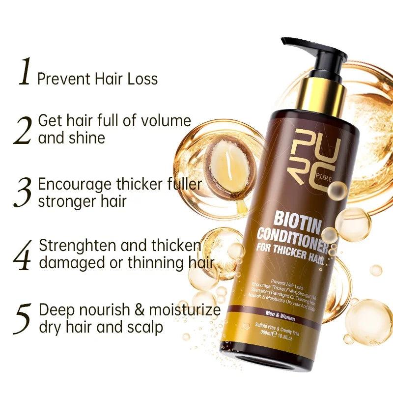 PURC,Biotin fast hair growth oil shampoo conditioner set anti hair loss - ARI