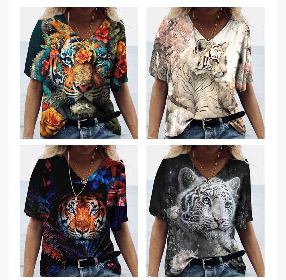 Women t-shirt with animal print streetwear - ARI