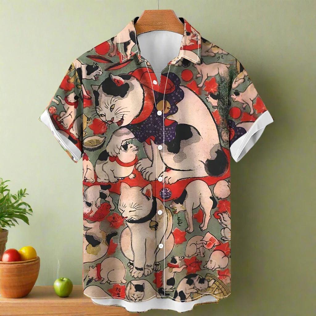 shirt designs of Cartoon animal cat print anime vintage clothing - ARI