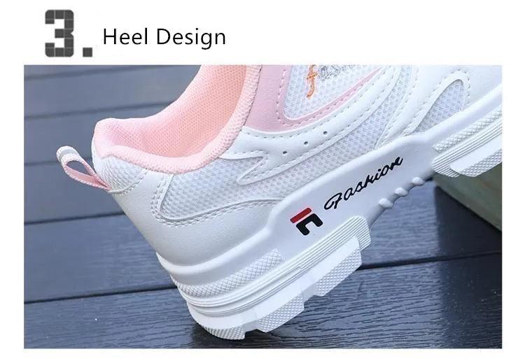 Women Running Shoes Fashion Breathable Walking Mesh Lace Up Platform Shoes Sneakers Women Tenis Feminino White Vulcanized Shoes - ARI