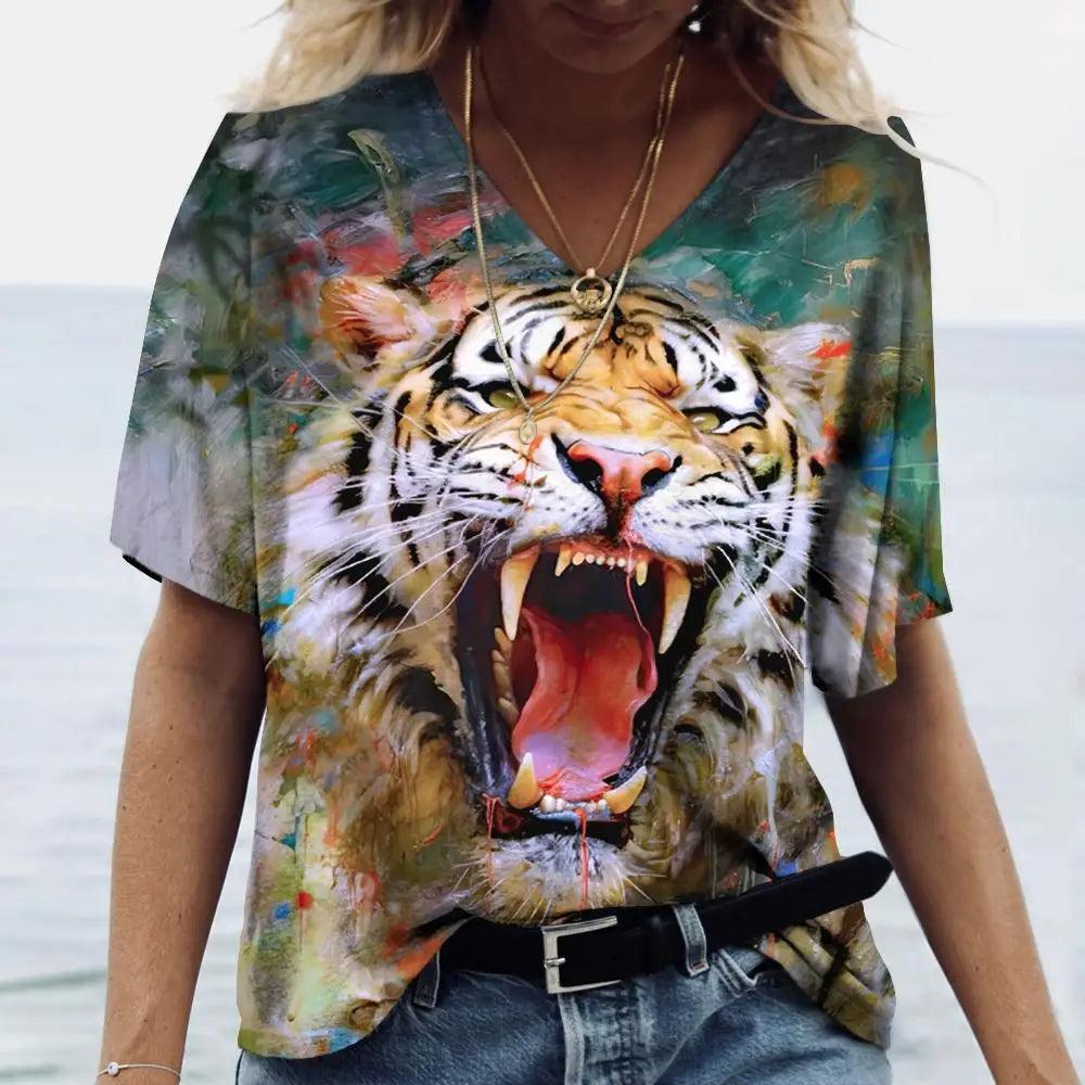 Women t-shirt with animal print streetwear - ARI