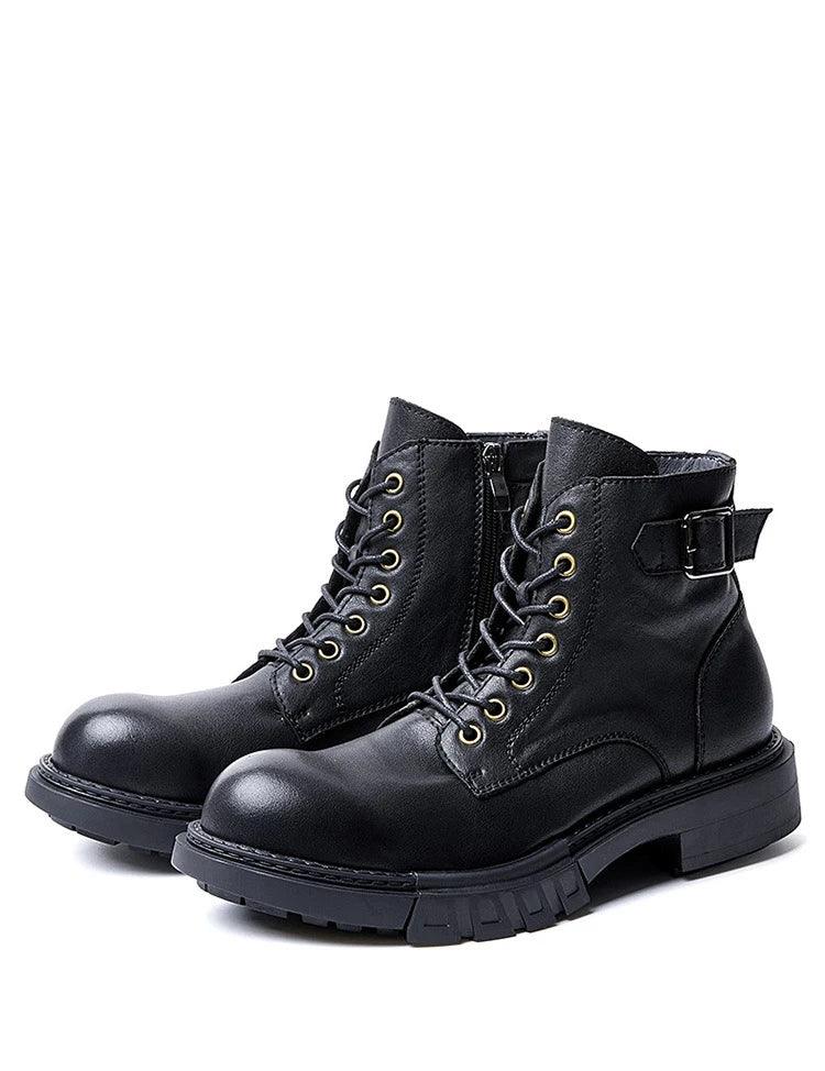 classic handmade vintage leather ankle boots genuine leather - ARI