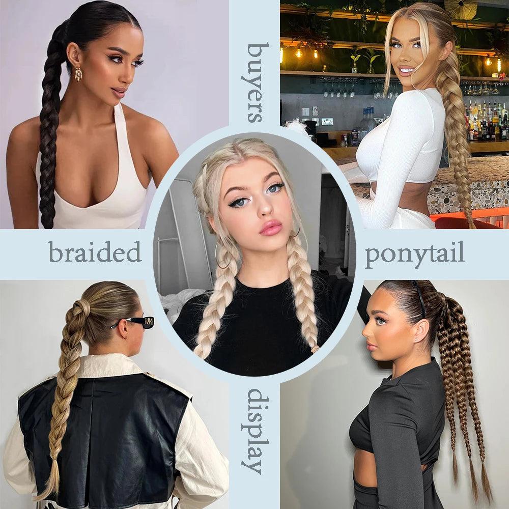 Synthetic long twist braid ponytail extensions with rubber band for women. Perfect for daily use - ARI