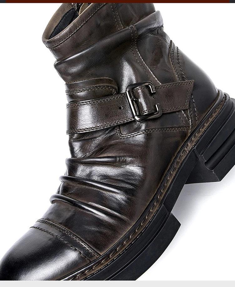 Mens British Style Boots Luxury Genuine Leather Designer Fashion classic Handmade - ARI