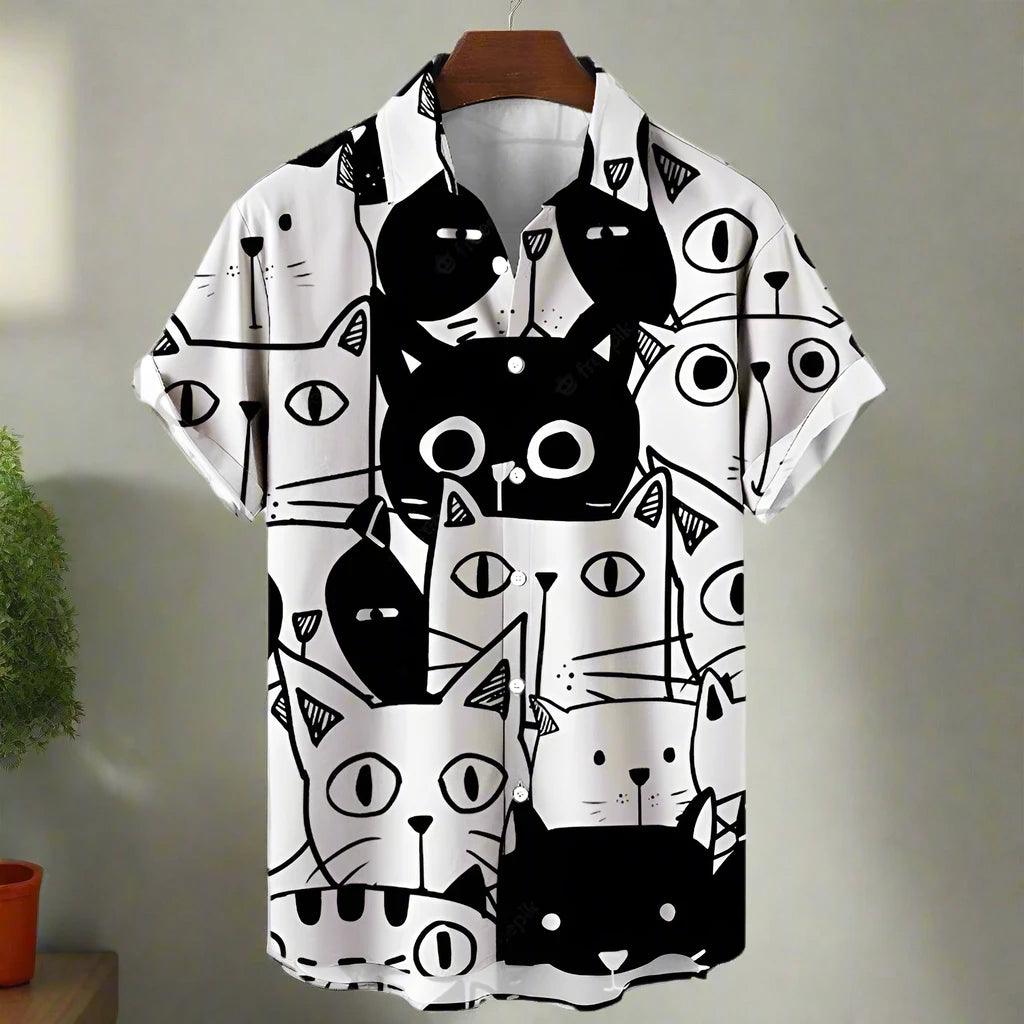 shirt designs of Cartoon animal cat print anime vintage clothing - ARI