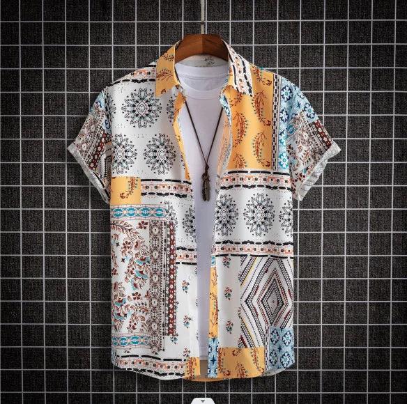 Hawaiian top men's clothing street party men's shirt breathable - ARI