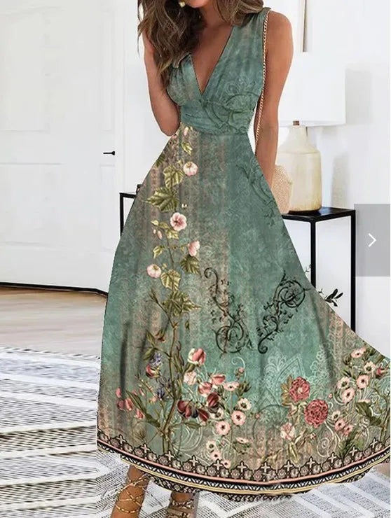 New latest Fashion v neck sleeveless  beach party office holiday dress