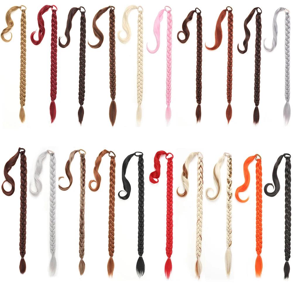 Long Braided Ponytail Extension with Elastic Tie Long Straight - ARI
