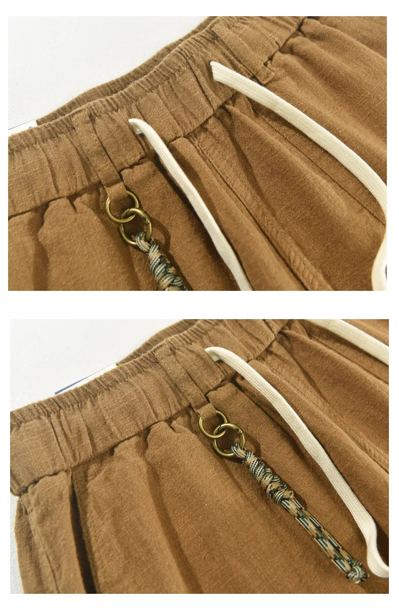Italian luxury style Cotton linen shorts  streetwear beach wearing