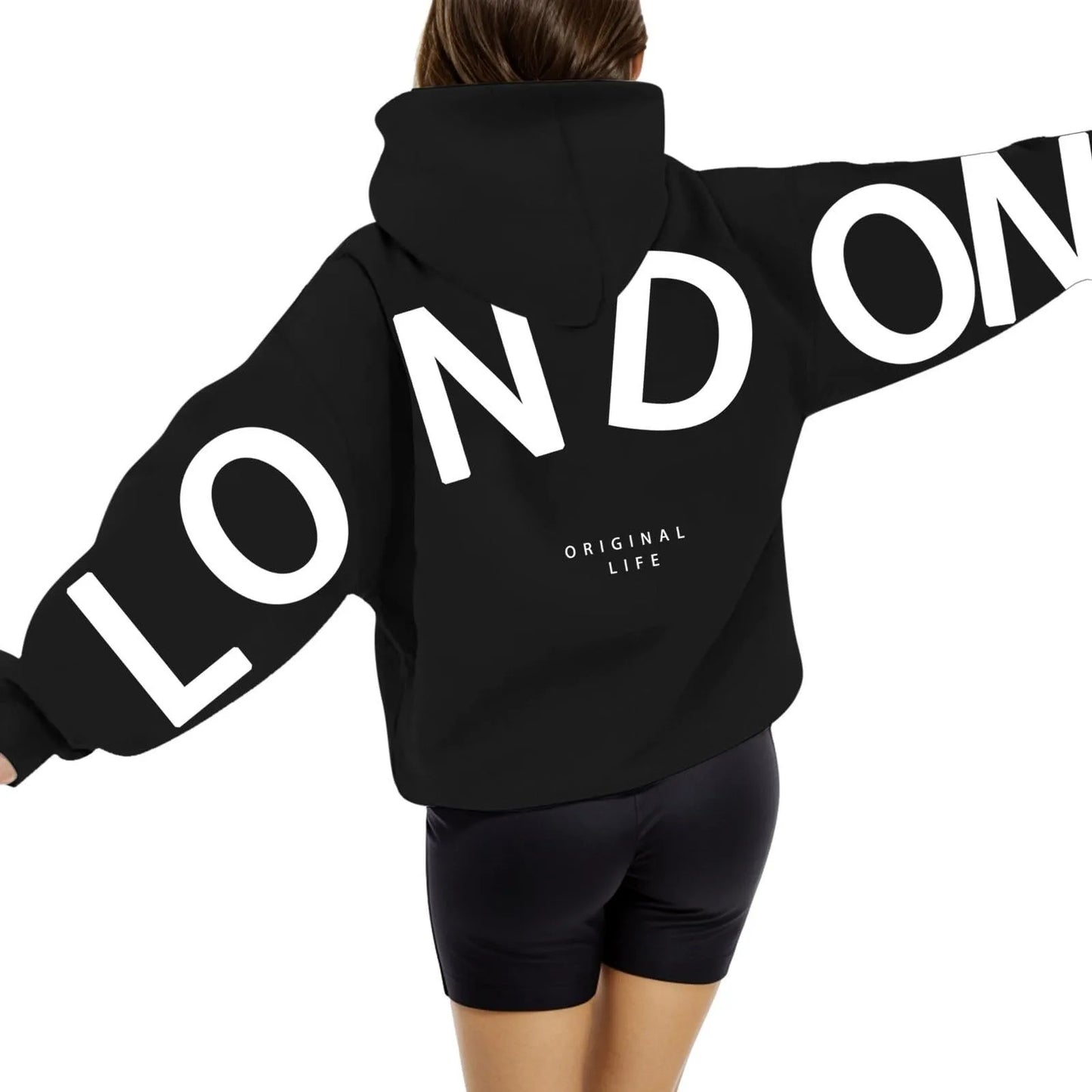 Women outfit sweatsuit letter long sleeved casual hoodie