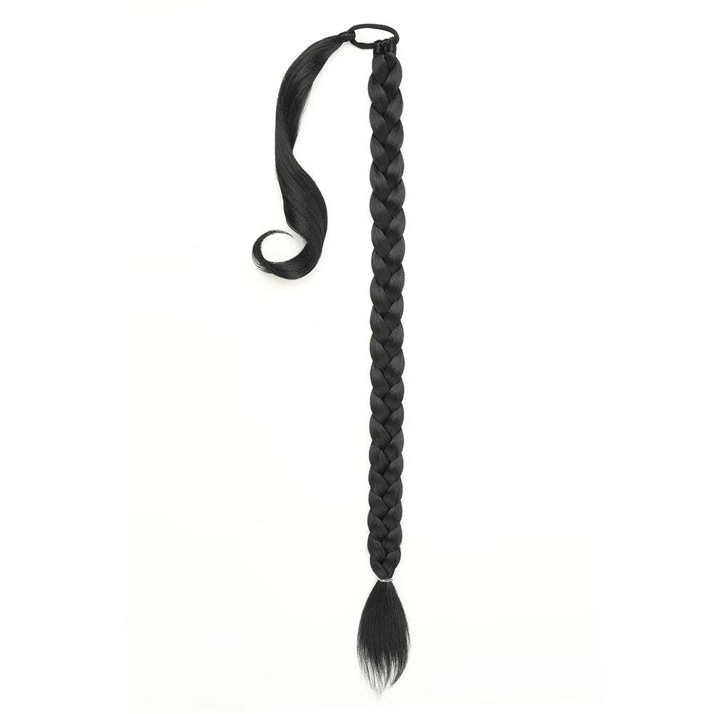 Long Braided Ponytail Extension with Elastic Tie Long Straight - ARI