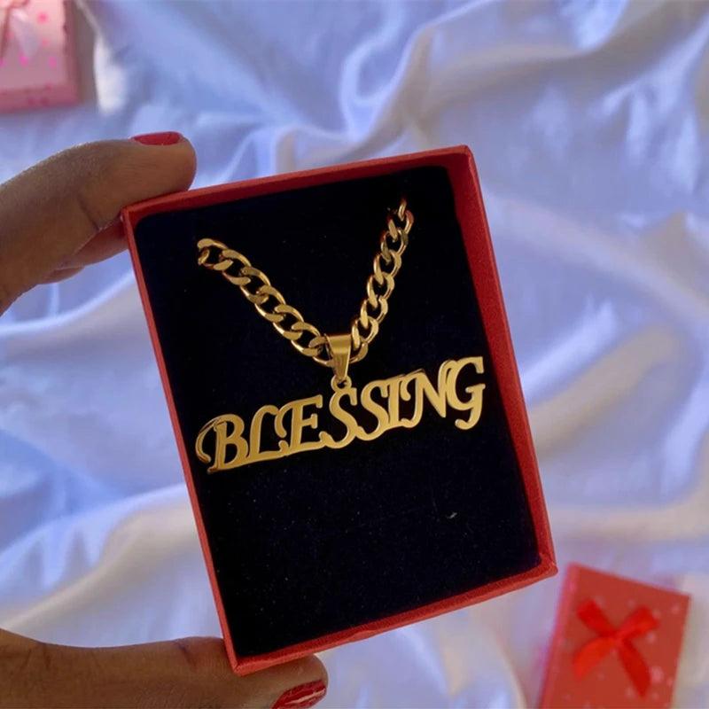 thick bead chain custom name necklace personalized for women men party gifts - ARI