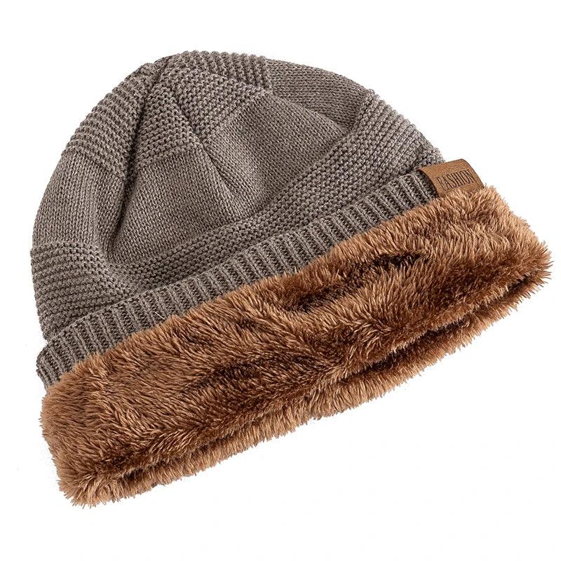 New Unisex Slouchy Hats Fur Lined Warm Beanie Cap Casual - ARI