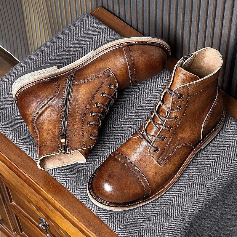 Mens Genuine Leather Boots Handmade Quality Comfortable - ARI