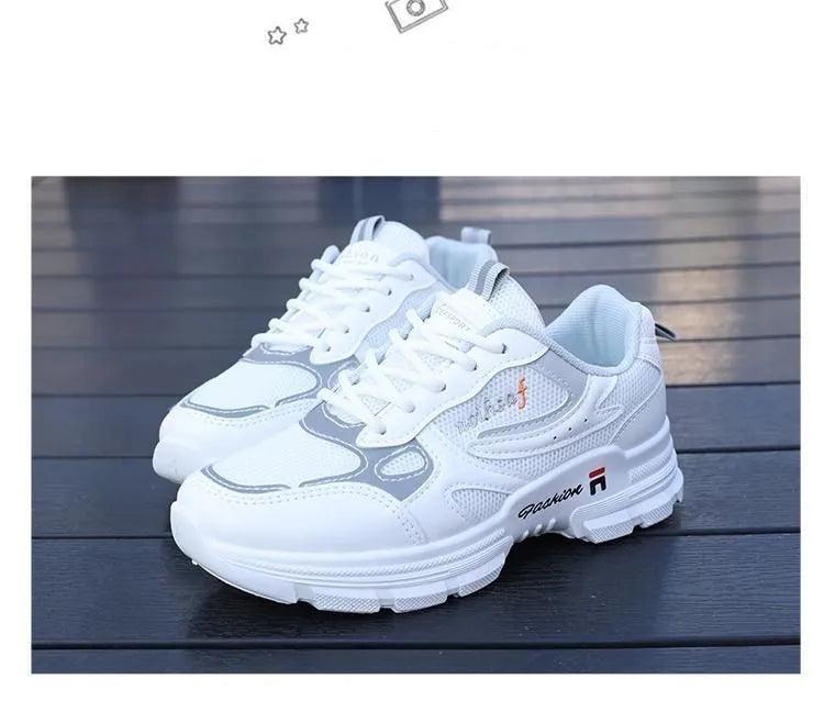 Women Running Shoes Fashion Breathable Walking Mesh Lace Up Platform Shoes Sneakers Women Tenis Feminino White Vulcanized Shoes - ARI