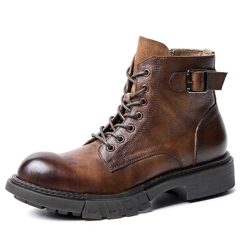 classic handmade vintage leather ankle boots genuine leather - ARI