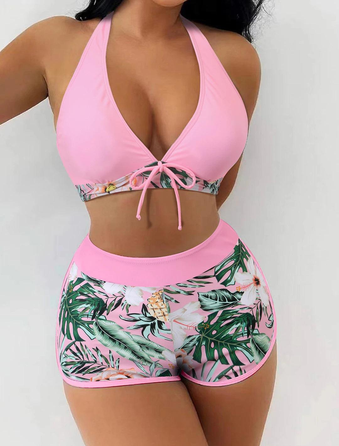 Bikini set short swimsuit women high waist swimwear printed beachwear - ARI