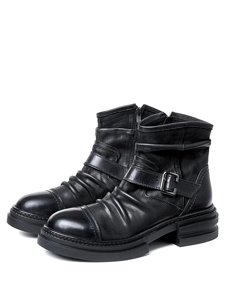 Mens British Style Boots Luxury Genuine Leather Designer Fashion classic Handmade - ARI